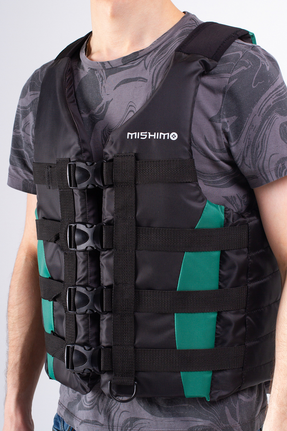 Жилет спасательный MISHIMO PRO Премиум качества Черно-зеленый в Нижнекамске