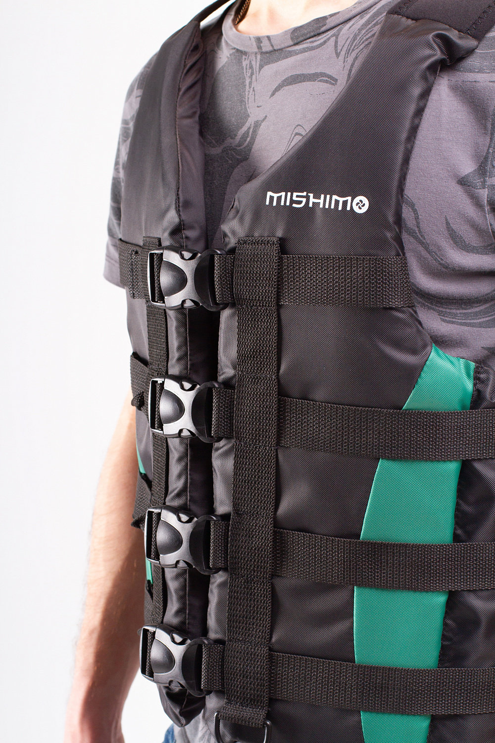 Жилет спасательный MISHIMO PRO Премиум качества Черно-зеленый в Нижнекамске